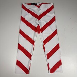 Gearbunch Womens Red White Candy Cane Striped Leggings Size M Holiday Yoga Pants